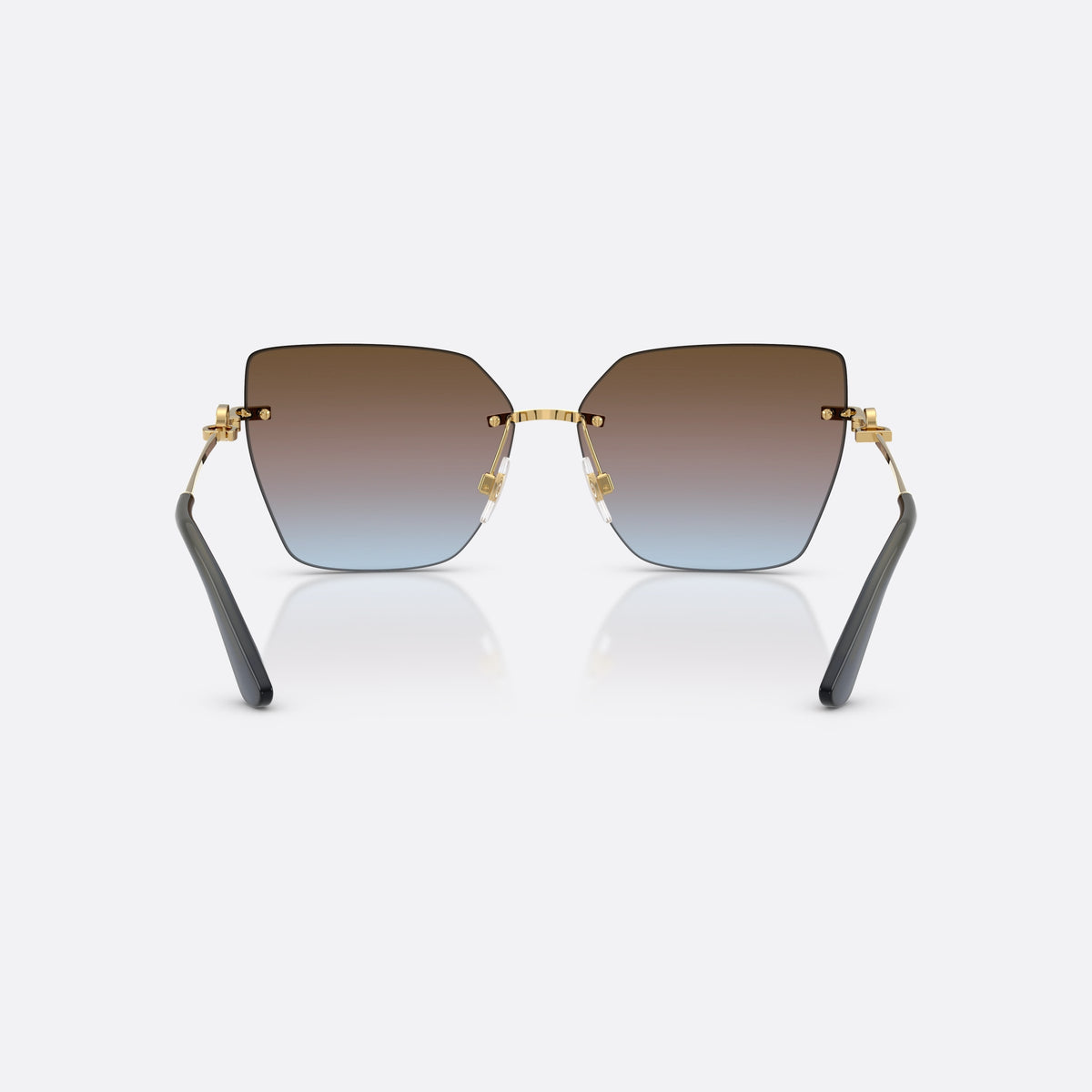 Dolce & Gabbana DG2321 02/48 sunglasses, gold cat eye frame for women, metal bridge bar, brand logo on temples, back view