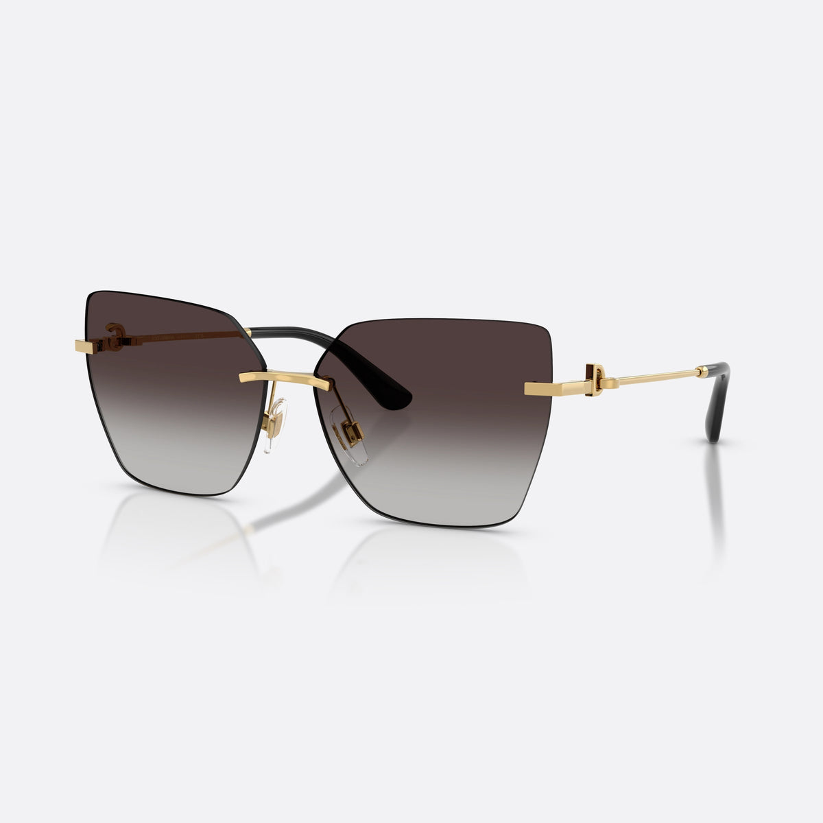 Dolce & Gabbana DG2321 02/8G sunglasses, gold cat eye frame for women, plain metal bridge, brand logo on temples