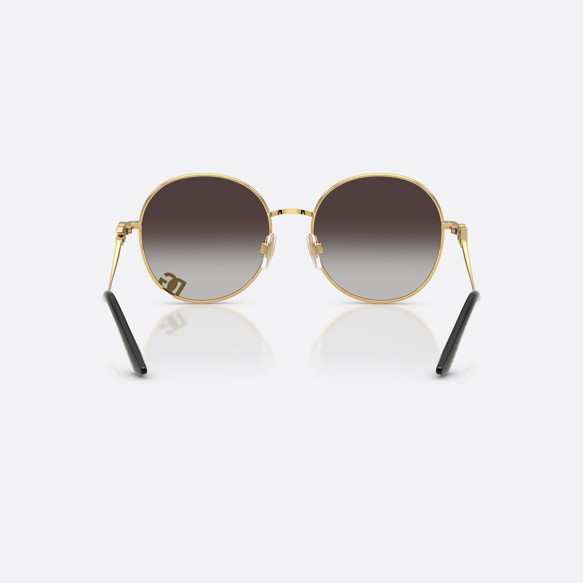 Ochelari de soare Dolce & Gabbana DG2324 02/8G, rotunzi auriu, pentru femei, punte metalică simplă, logo al brandului pe ramă, vedere din spate
