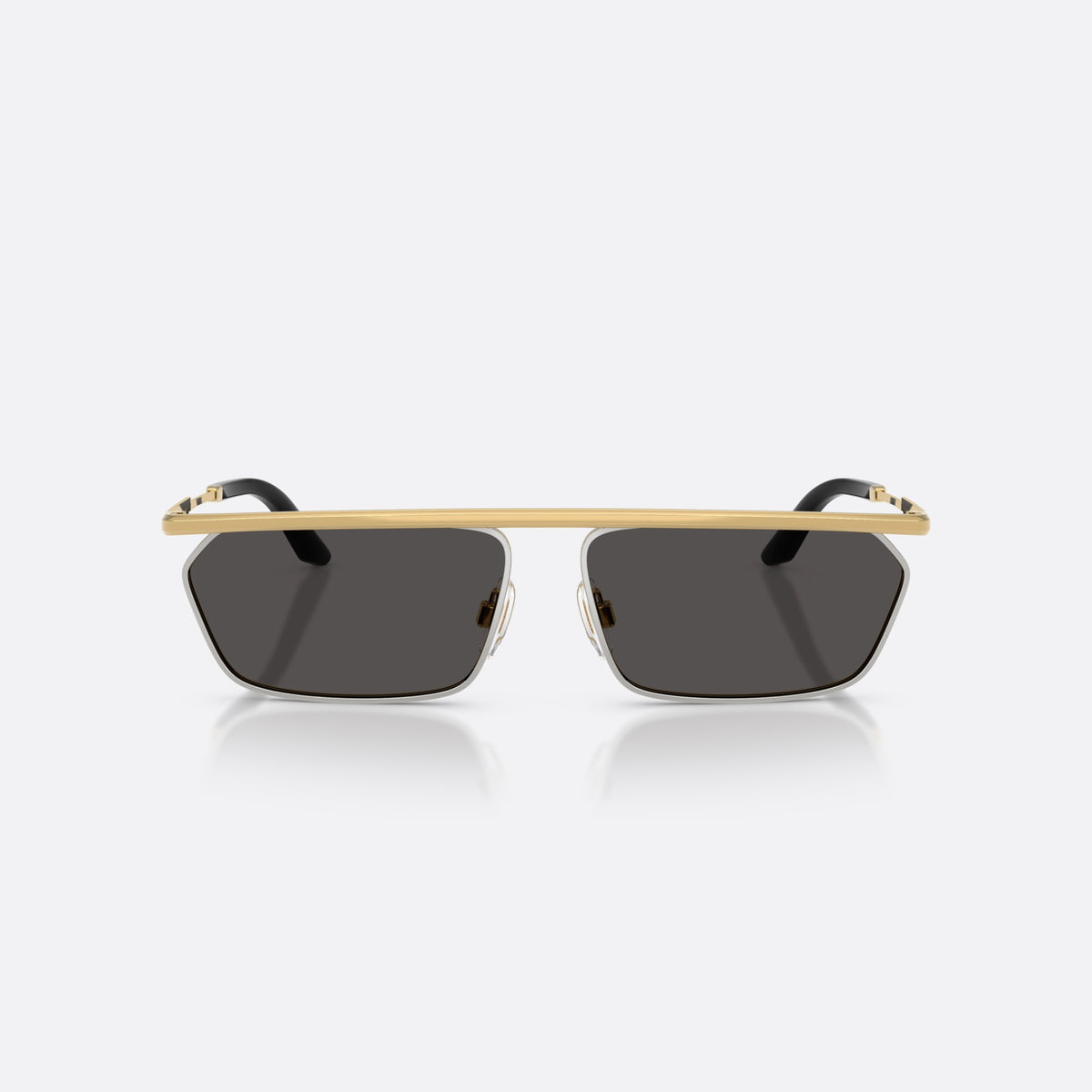 Dolce & Gabbana DG2327 131387 sunglasses, gold rectangle frame for men, solid dark grey lens tint, front view