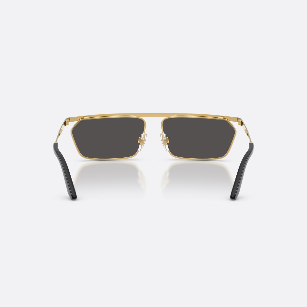 Dolce & Gabbana DG2327 131387 sunglasses, gold rectangle frame for men, solid dark grey lens tint, back view