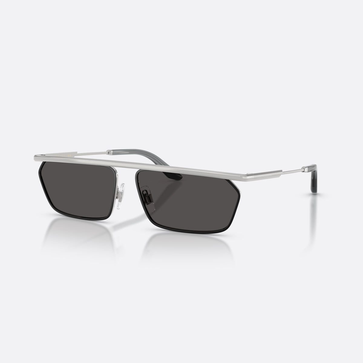 Dolce & Gabbana DG2327 132487 sunglasses, silver rectangle frame for men, double bridge with metal top bar