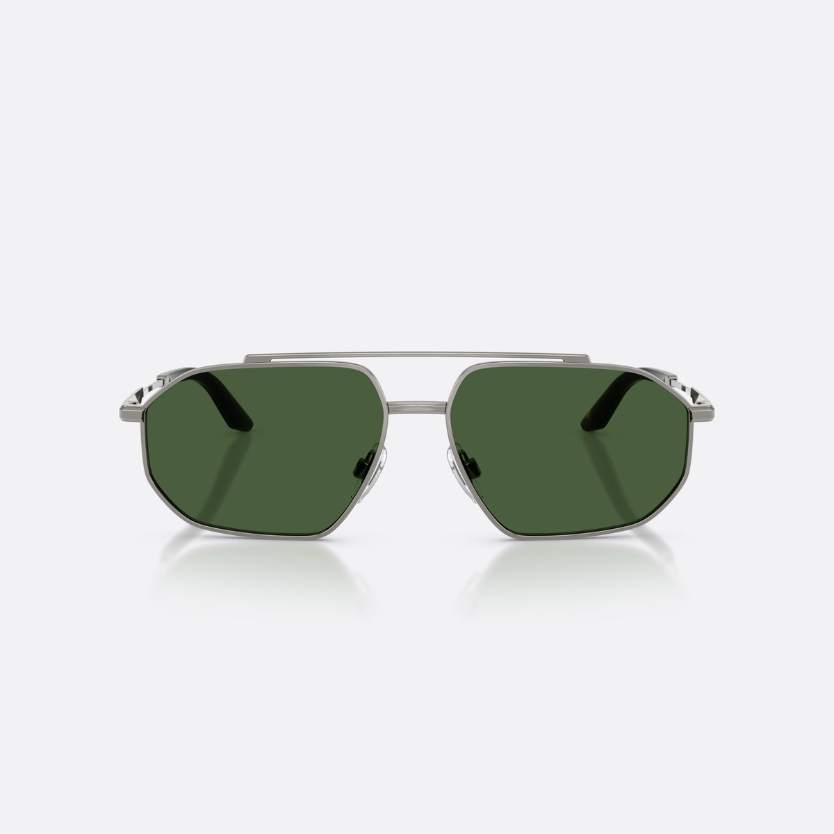 Dolce & Gabbana DG2328 04/71 sunglasses, grey pilot frame for men, double bridge with top bar, brand lettering on temples, front view