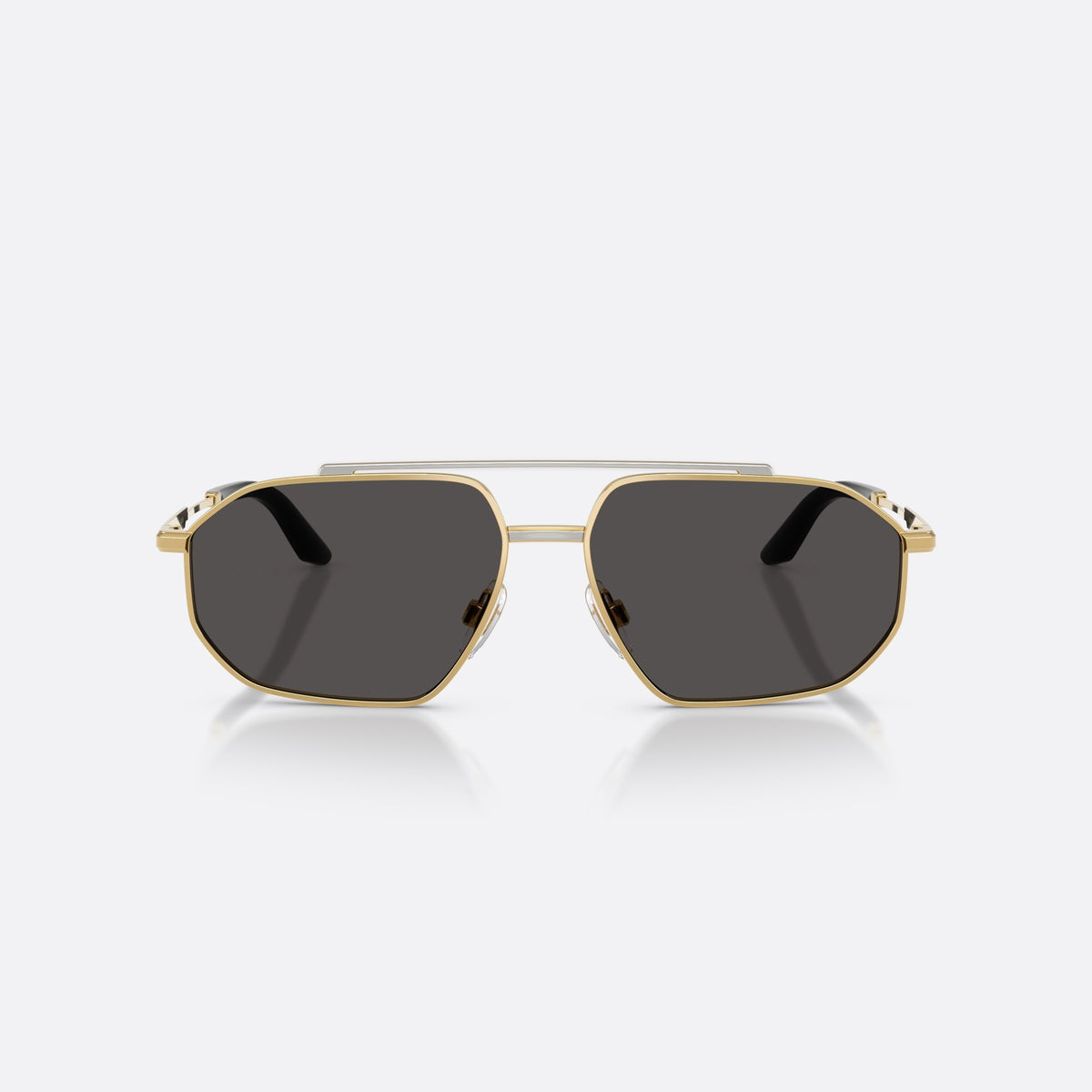 Ochelari de soare Dolce & Gabbana DG2328 131387, pilot auriu, pentru bărbați, punte dublă cu bară superioară, ramă completă metalică, vedere din față