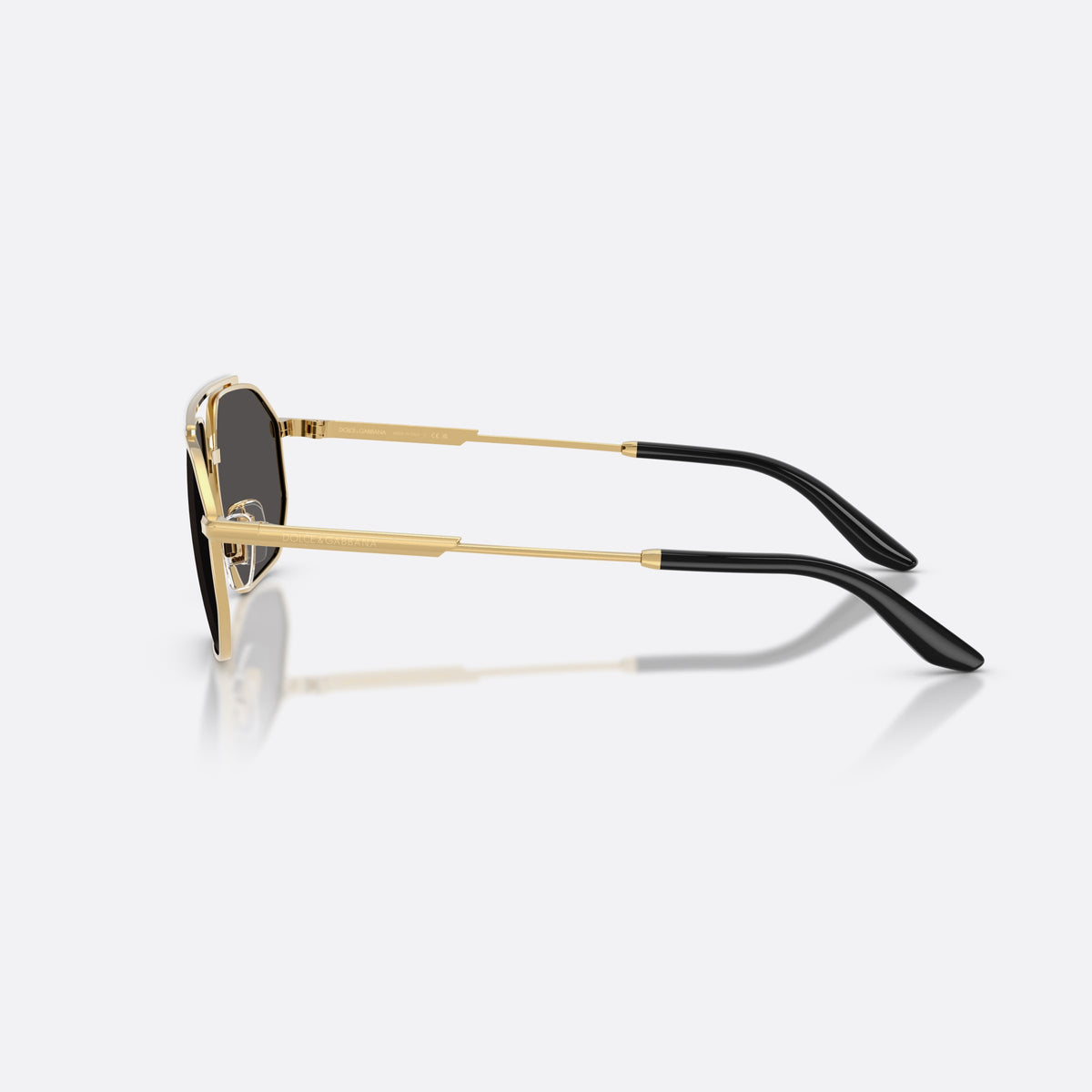 Ochelari de soare Dolce & Gabbana DG2328 131387, pilot auriu, pentru bărbați, punte dublă cu bară superioară, ramă completă metalică, vedere laterală