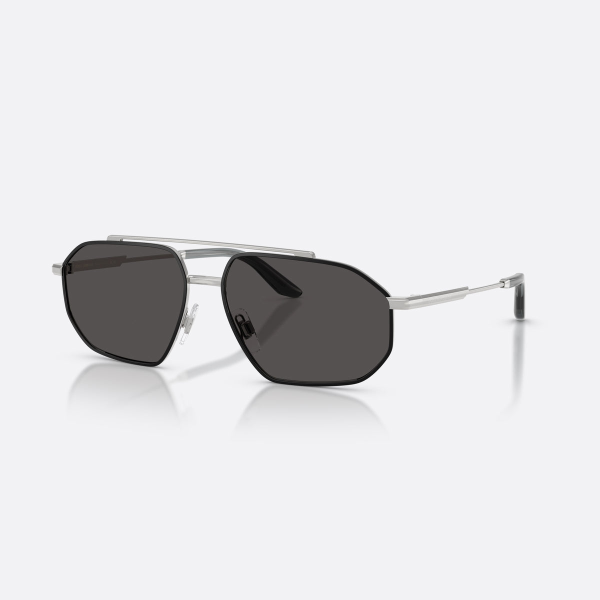 Dolce & Gabbana DG2328 132487 sunglasses, silver pilot frame for men, double bridge with top bar, brand logo on temples