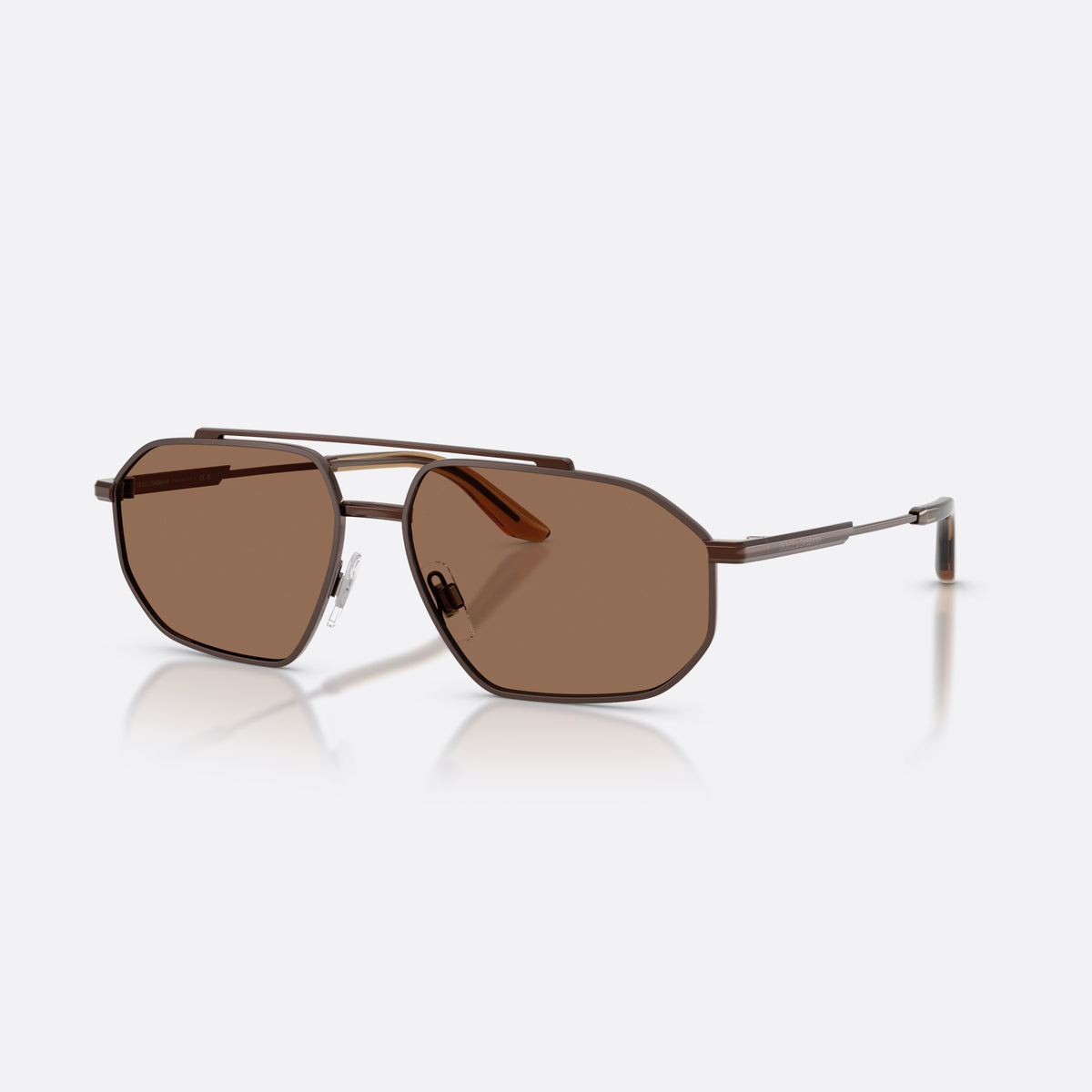 Ochelari de soare Dolce & Gabbana DG2328 133673, pilot maro, pentru bărbați, punte dublă cu bară superioară, ramă completă
