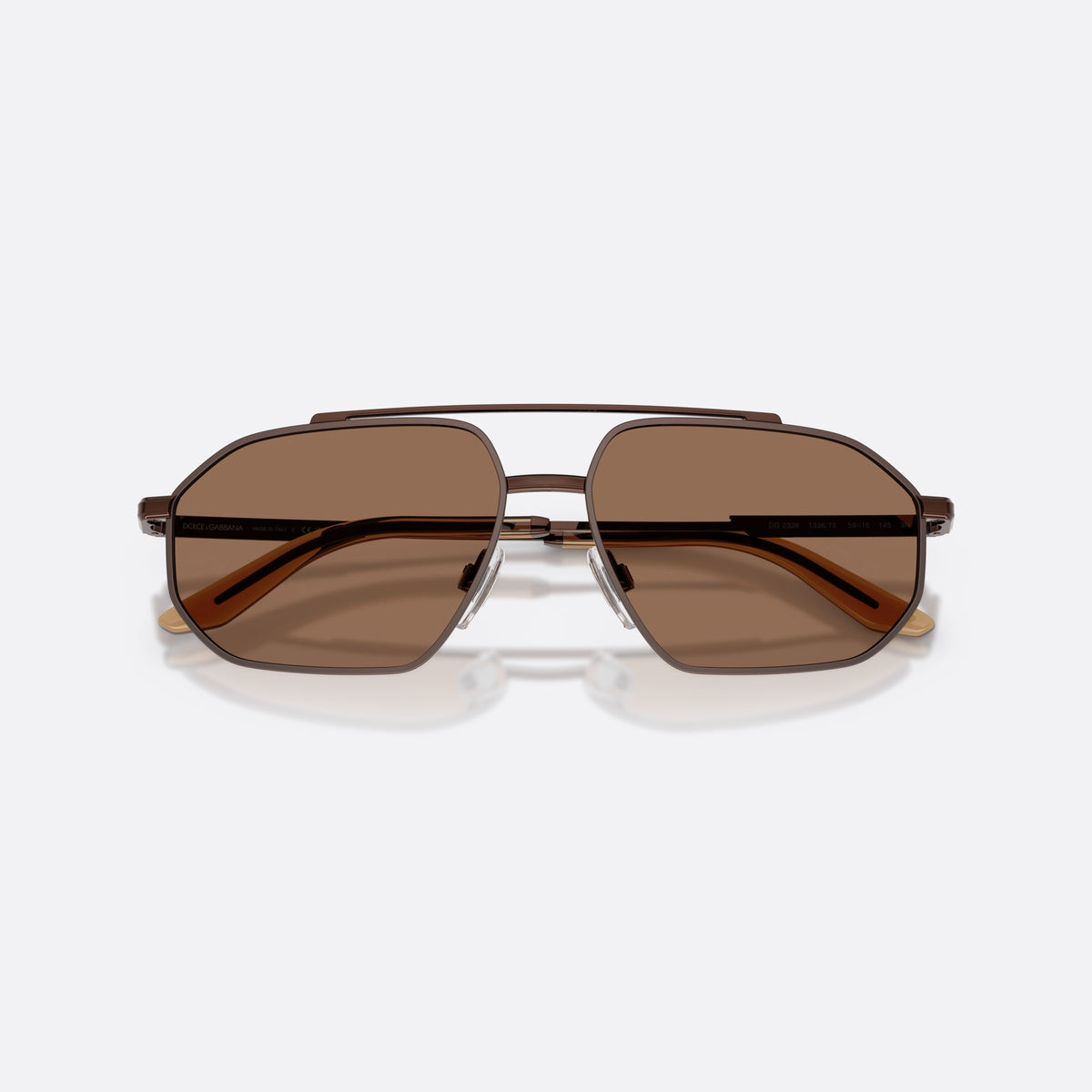 Ochelari de soare Dolce & Gabbana DG2328 133673, pilot maro, pentru bărbați, punte dublă cu bară superioară, ramă completă, cu brațele pliate