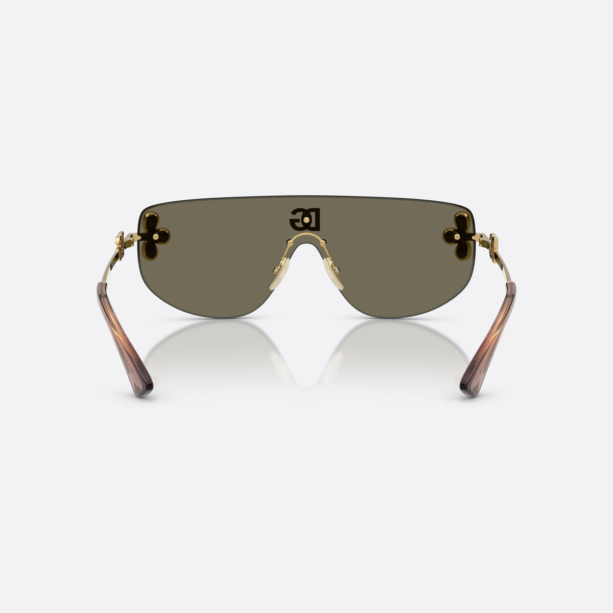 Dolce & Gabbana DG2333B 02/03 sunglasses, gold rectangle frame for women, integrated bridge with pads, brand logo on lens, back view