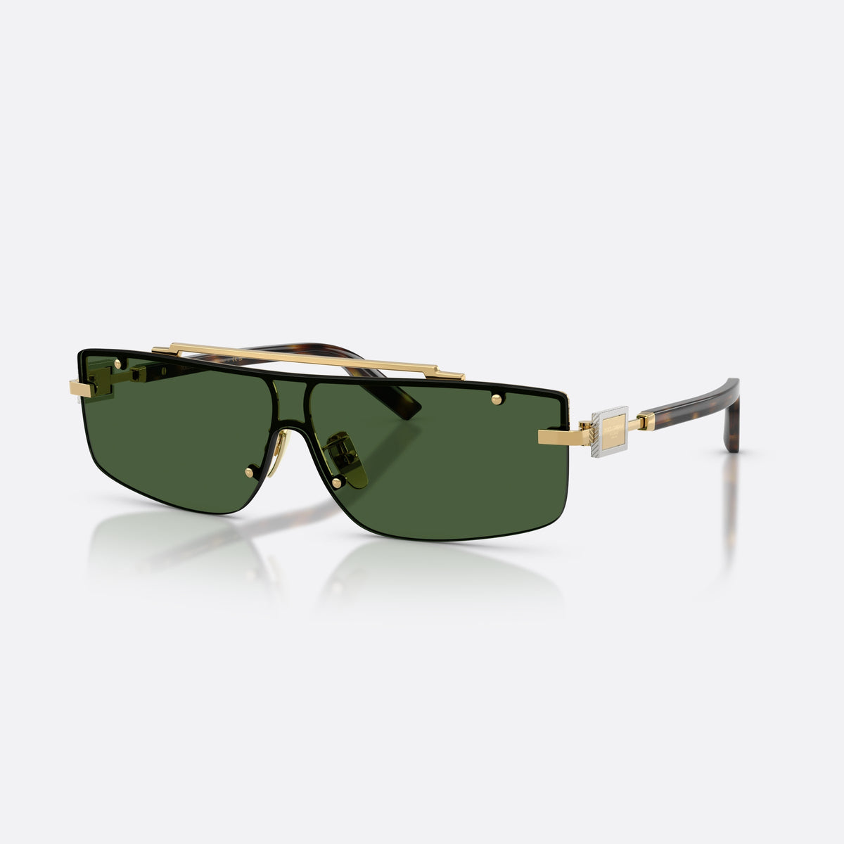 Dolce & Gabbana DG2335 02/71 sunglasses, gold rectangle frame for men, double metal bridge bar, tapered temples with plaque