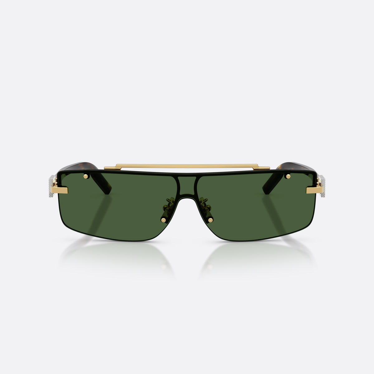 Dolce & Gabbana DG2335 02/71 sunglasses, gold rectangle frame for men, double metal bridge bar, tapered temples with plaque, front view