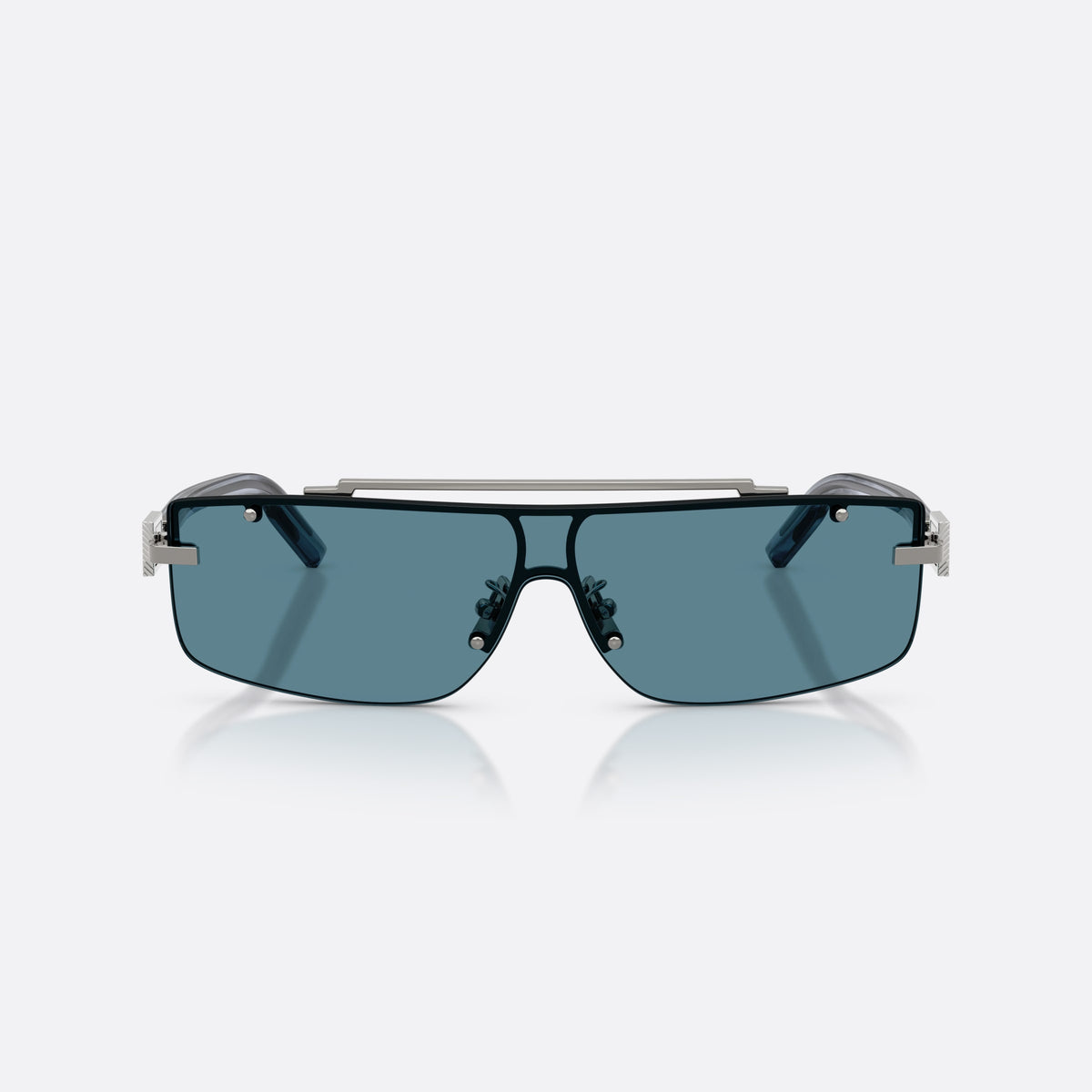 Dolce & Gabbana DG2335 04/80 sunglasses, grey rectangle frame for men, double top bar bridge, visible rivets on lens, front view
