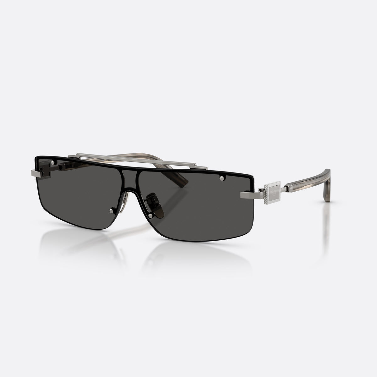 Dolce & Gabbana DG2335 04/87 sunglasses, grey rectangle frame for men, double bridge with top bar, integrated nose pads