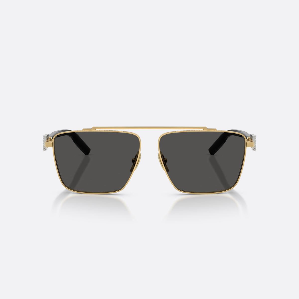 Ochelari de soare Dolce & Gabbana DG2336 02/87, patrati auriu, pentru bărbați, punte dublă cu bară superioară, brațe subțiri cu plăcuță, vedere din față