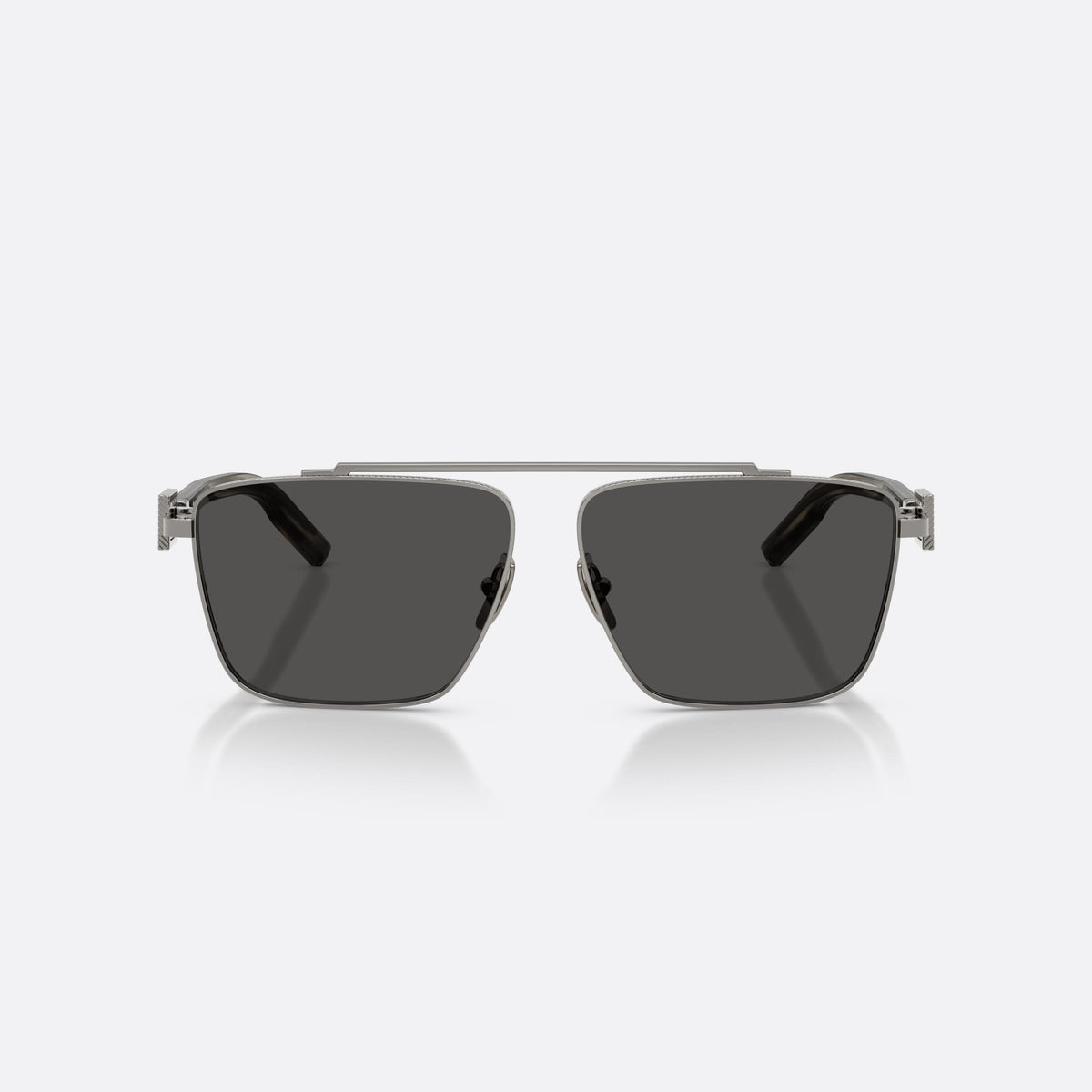 Ochelari de soare Dolce & Gabbana DG2336 04/87, patrati gri, pentru bărbați, punte dublă cu bară superioară, brațe plate cu plăcuță, vedere din față