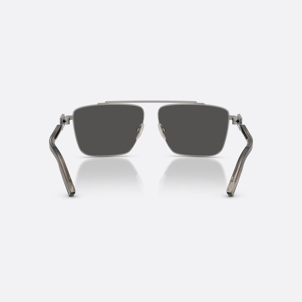 Ochelari de soare Dolce & Gabbana DG2336 04/87, patrati gri, pentru bărbați, punte dublă cu bară superioară, brațe plate cu plăcuță, vedere din spate