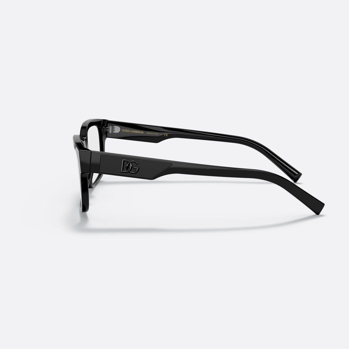 Dolce & Gabbana DG3352 501 eyeglasses, black rectangular frame for men, plain bridge, integrated into front, clear lenses