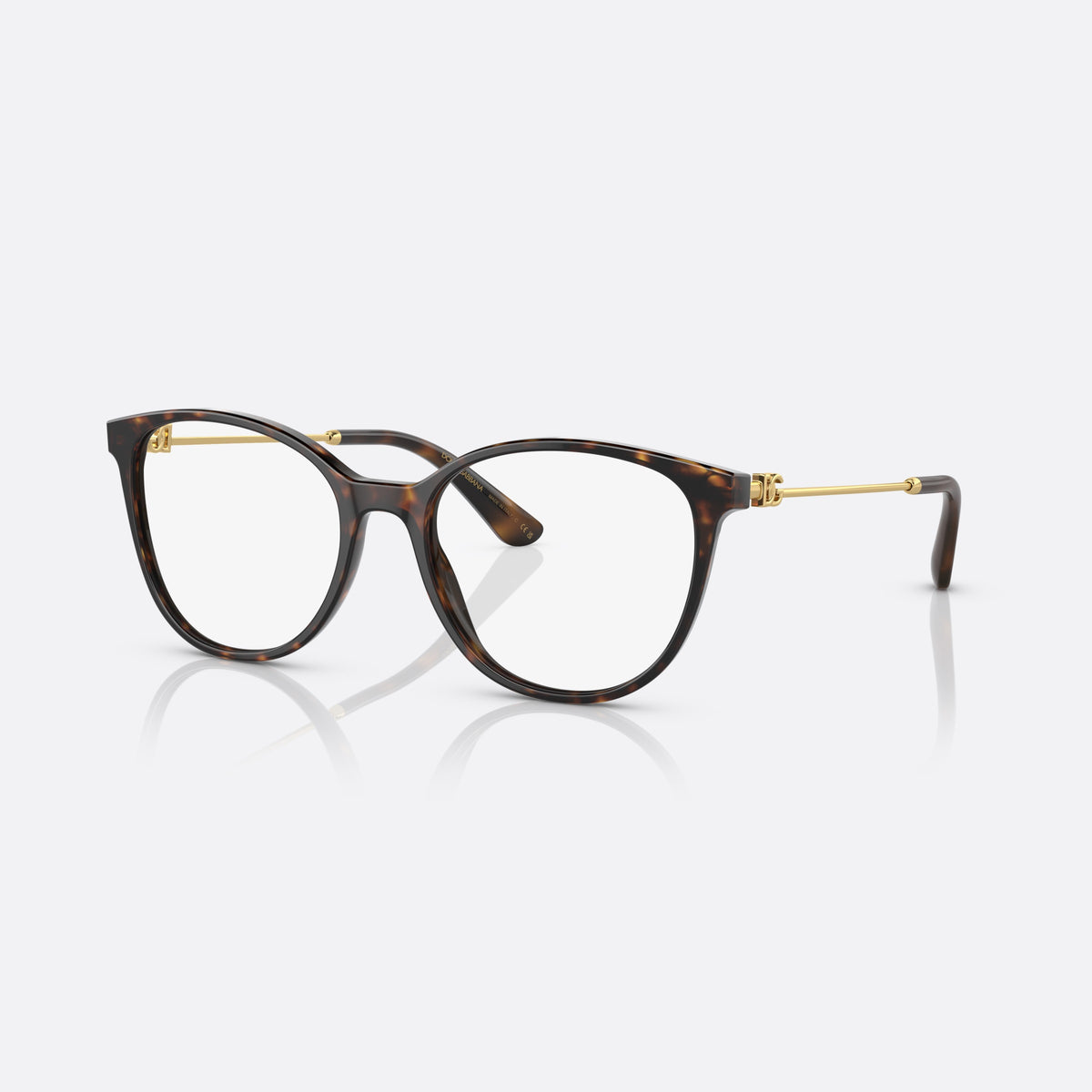 Dolce & Gabbana DG3363 502 eyeglasses, havana butterfly frame for women, plain bridge, brand logo plaque on hinges