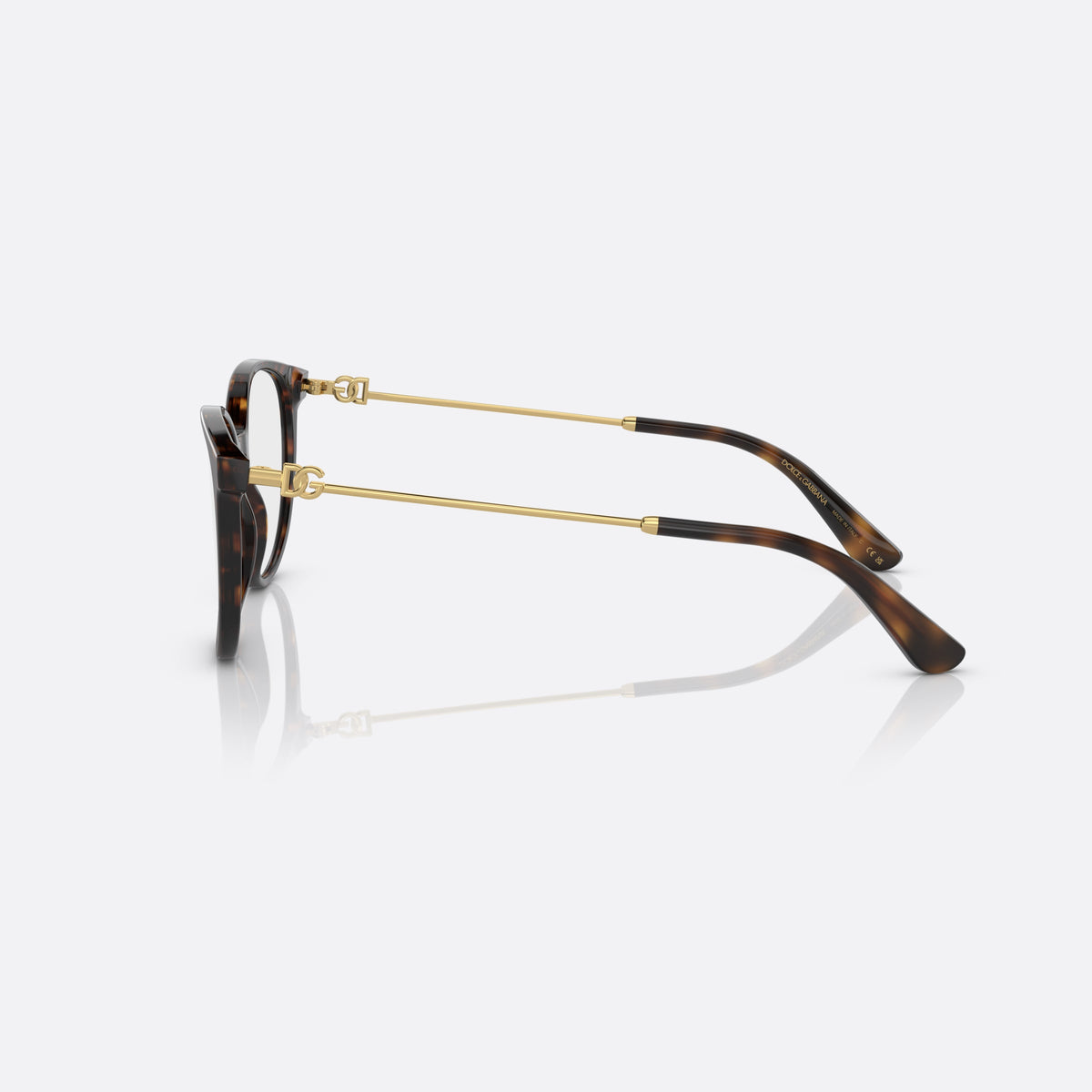 Dolce & Gabbana DG3363 502 eyeglasses, havana butterfly frame for women, plain bridge, brand logo plaque on hinges