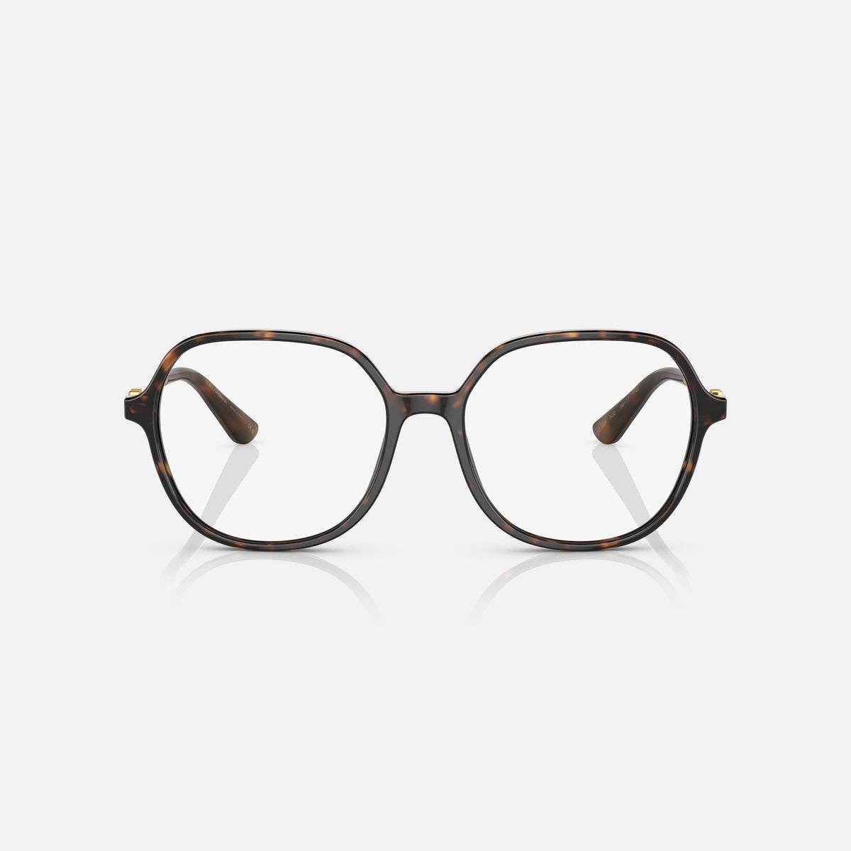 Dolce & Gabbana DG3364 502 eyeglasses, havana butterfly frame for women, plain bridge, brand logo plaque on temples, front view