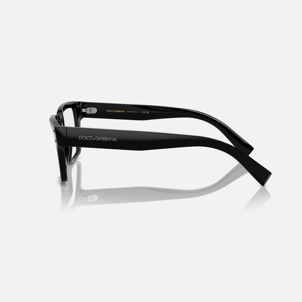 Rame ochelari de vedere Dolce & Gabbana DG3383 501, patrati negru, pentru bărbați, punte simplă, brațe subțiri, înguste, ramă completă, vedere laterală
