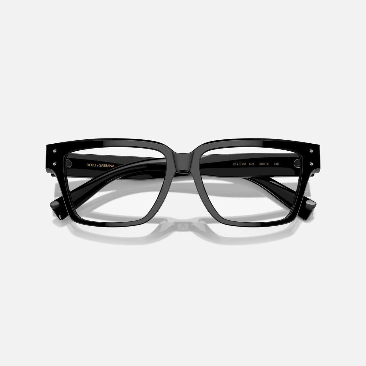 Rame ochelari de vedere Dolce & Gabbana DG3383 501, patrati negru, pentru bărbați, punte simplă, brațe subțiri, înguste, ramă completă, cu brațele pliate