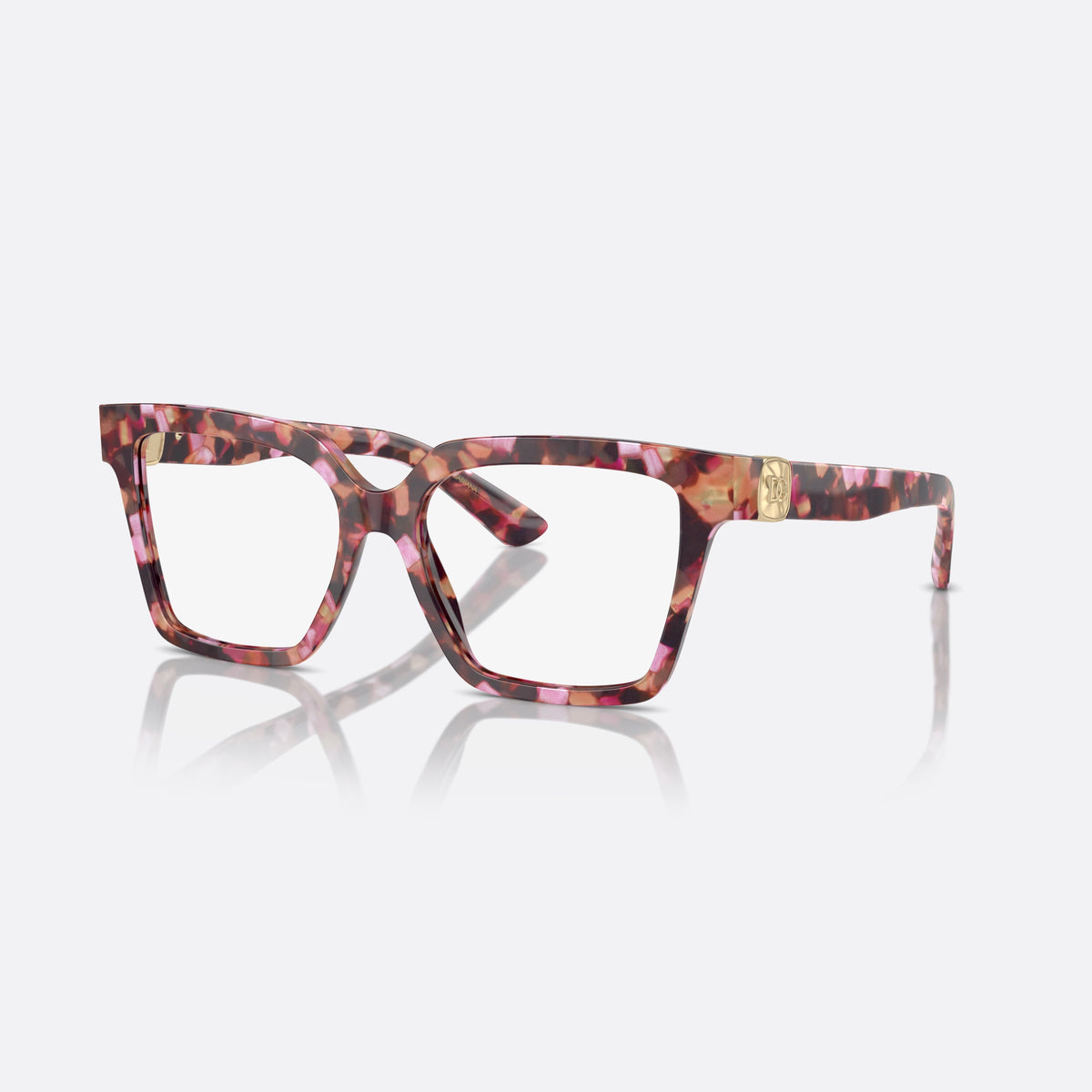 Rame ochelari de vedere Dolce & Gabbana DG3395 3440, patrati roz, pentru femei, punte simplă din acetat, plăcuță aurie cu logo pe braț