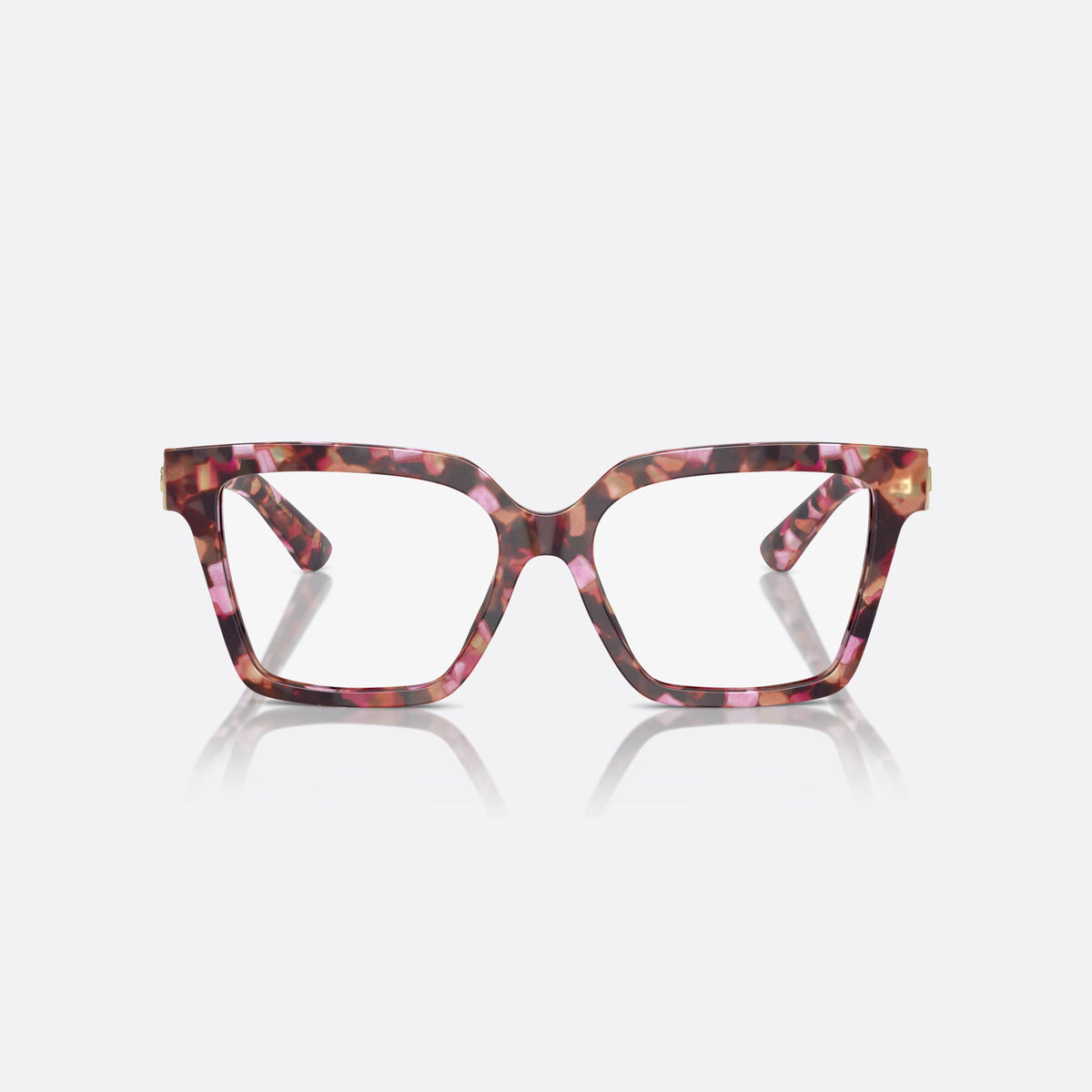 Rame ochelari de vedere Dolce & Gabbana DG3395 3440, patrati roz, pentru femei, punte simplă din acetat, plăcuță aurie cu logo pe braț, vedere din față