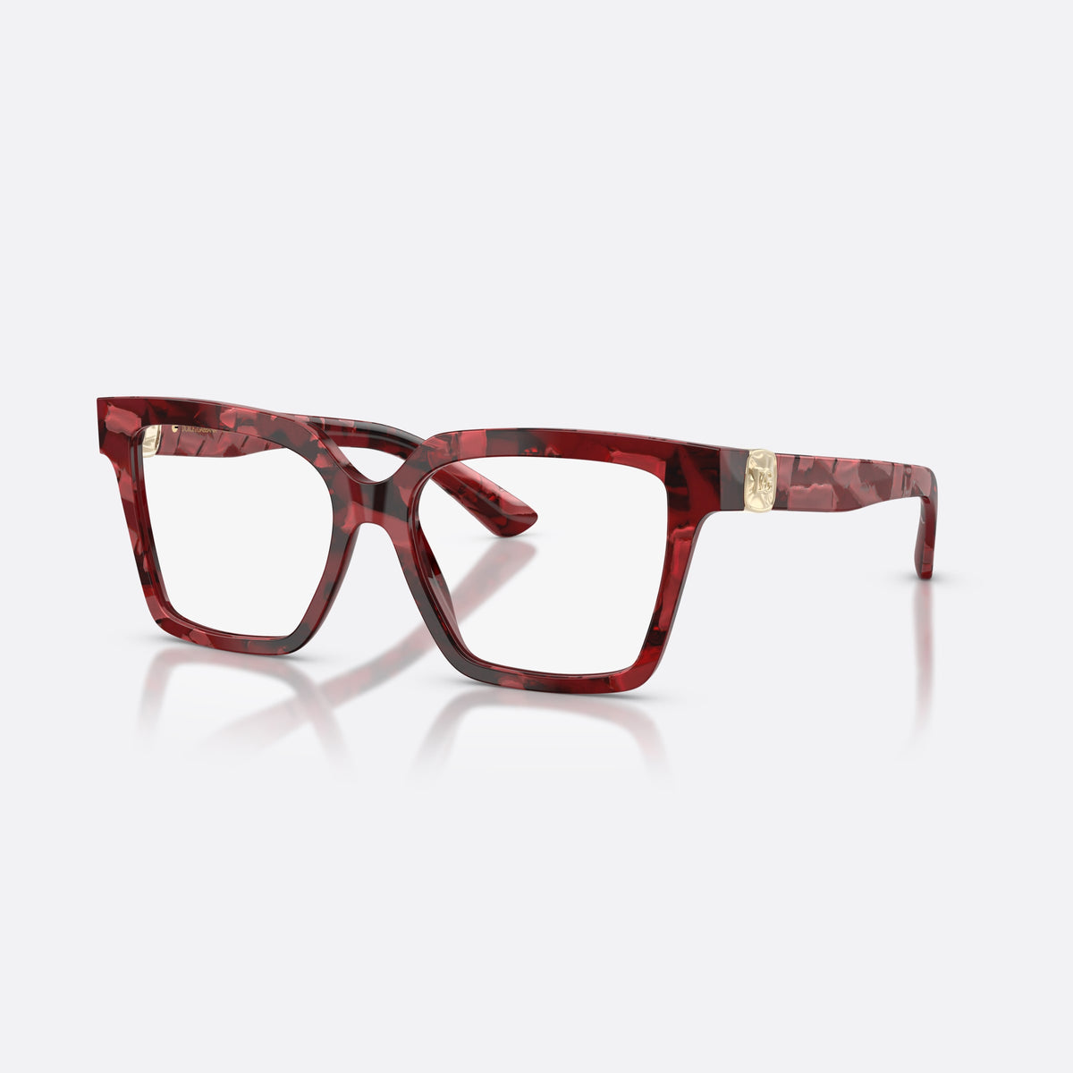 Dolce & Gabbana DG3395 3463 eyeglasses, red square frame for women, plain acetate bridge, brand logo on temple