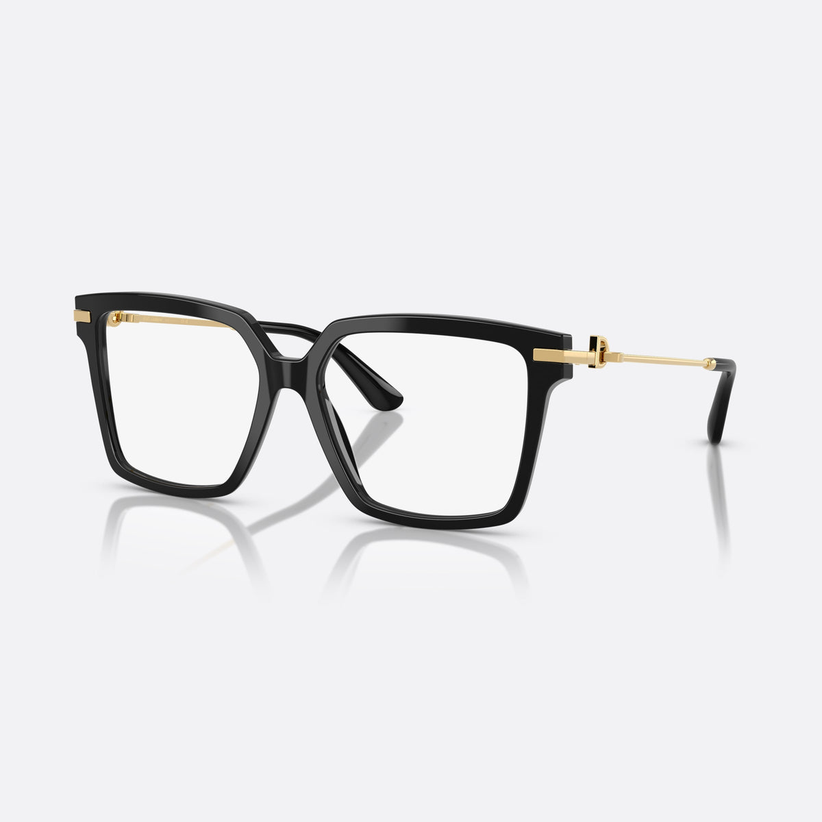 Dolce & Gabbana DG3397 501 eyeglasses, black square frame for women, keyhole bridge, brand logo plaque on temple