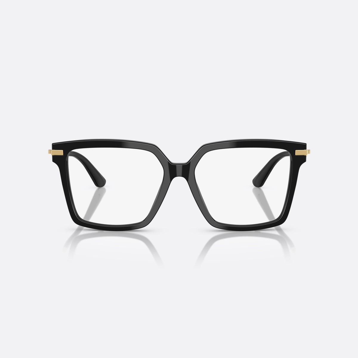 Dolce & Gabbana DG3397 501 eyeglasses, black square frame for women, keyhole bridge, brand logo plaque on temple