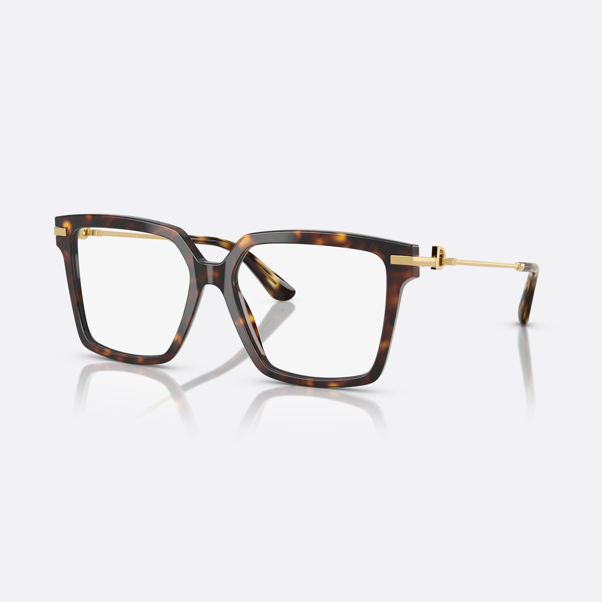 Rame ochelari de vedere Dolce & Gabbana DG3397 502, patrati havana, pentru femei, punte dublă simplă, plăcuță cu logoul brandului pe balama