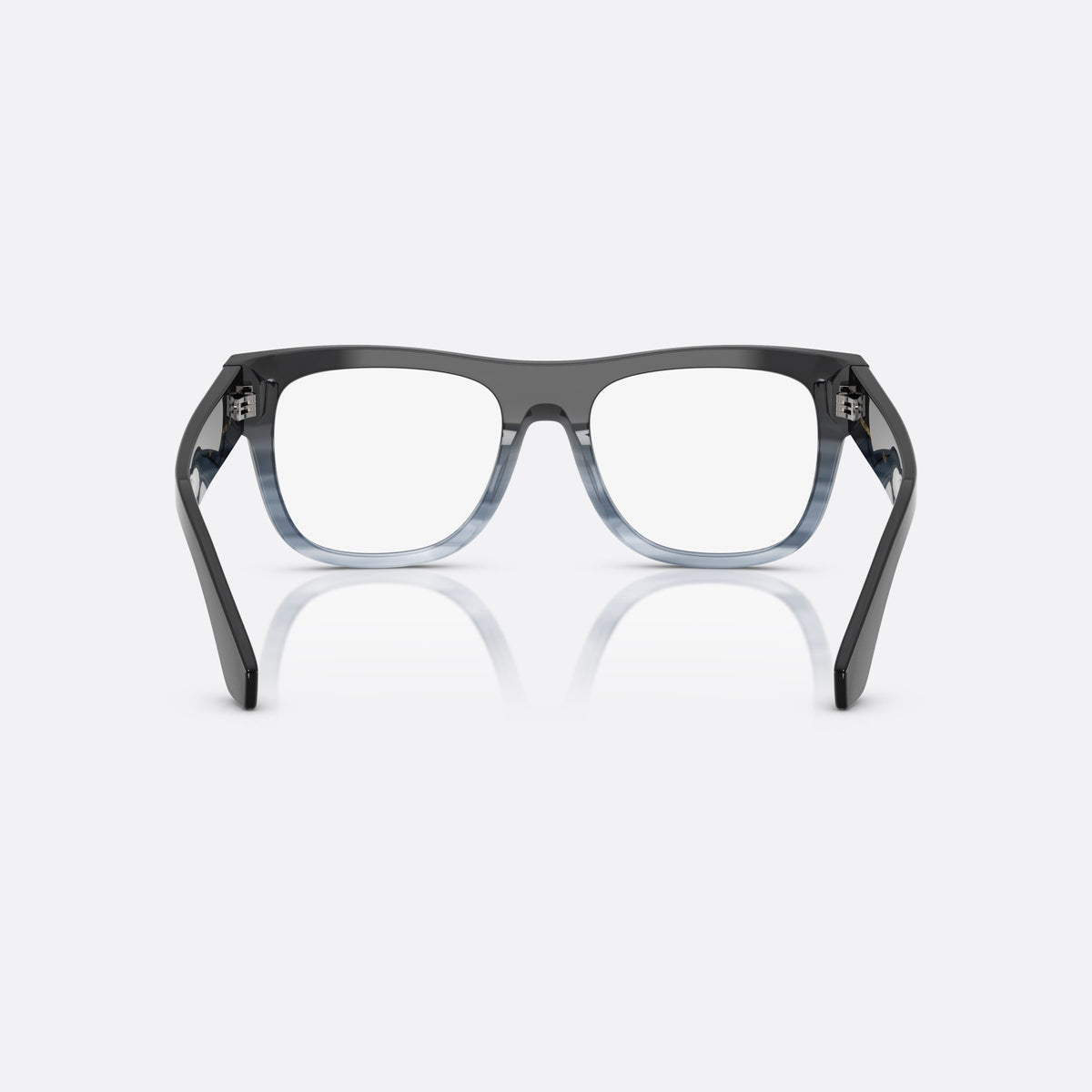 Dolce & Gabbana DG3407 3485 eyeglasses, blue square frame for men, plain bridge, single arch, brand lettering on temples, back view