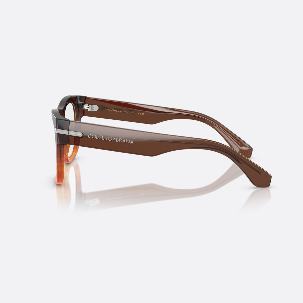 Rame ochelari de vedere Dolce & Gabbana DG3407 3486, patrati maro, pentru bărbați, punte simplă, integrată în ramă, ramă completă, vedere laterală