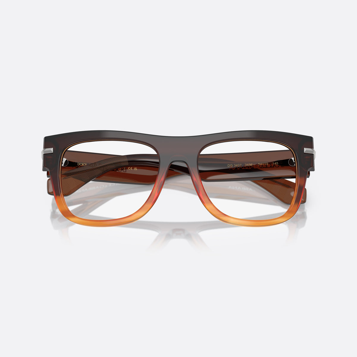 Rame ochelari de vedere Dolce & Gabbana DG3407 3486, patrati maro, pentru bărbați, punte simplă, integrată în ramă, ramă completă, cu brațele pliate