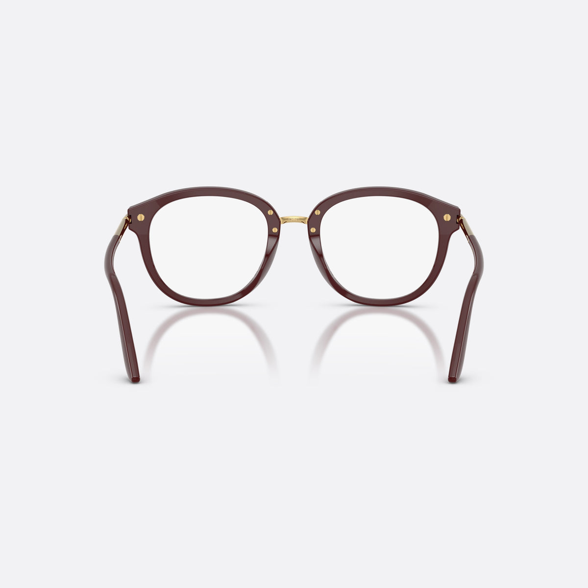 Dolce & Gabbana DG3410 3091 eyeglasses, red phantos frame for women, metal bridge with gold-tone finish, full-rim acetate front, back view