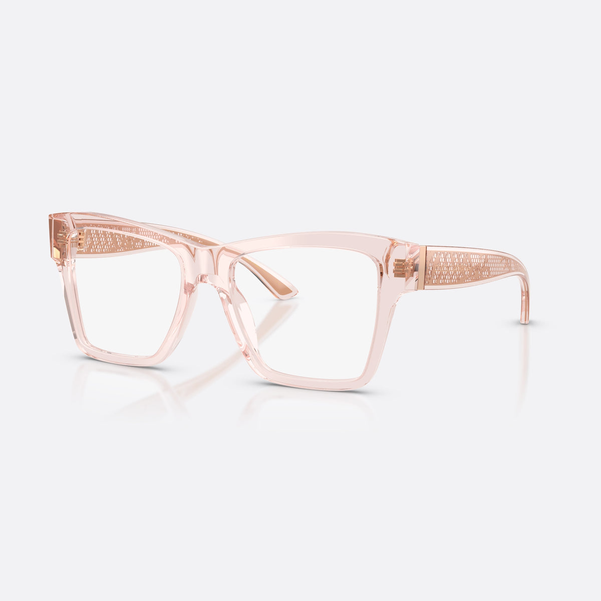 Dolce & Gabbana DG3411 3148 eyeglasses, pink square frame for women, plain bridge with wide top, full-rim thick frame
