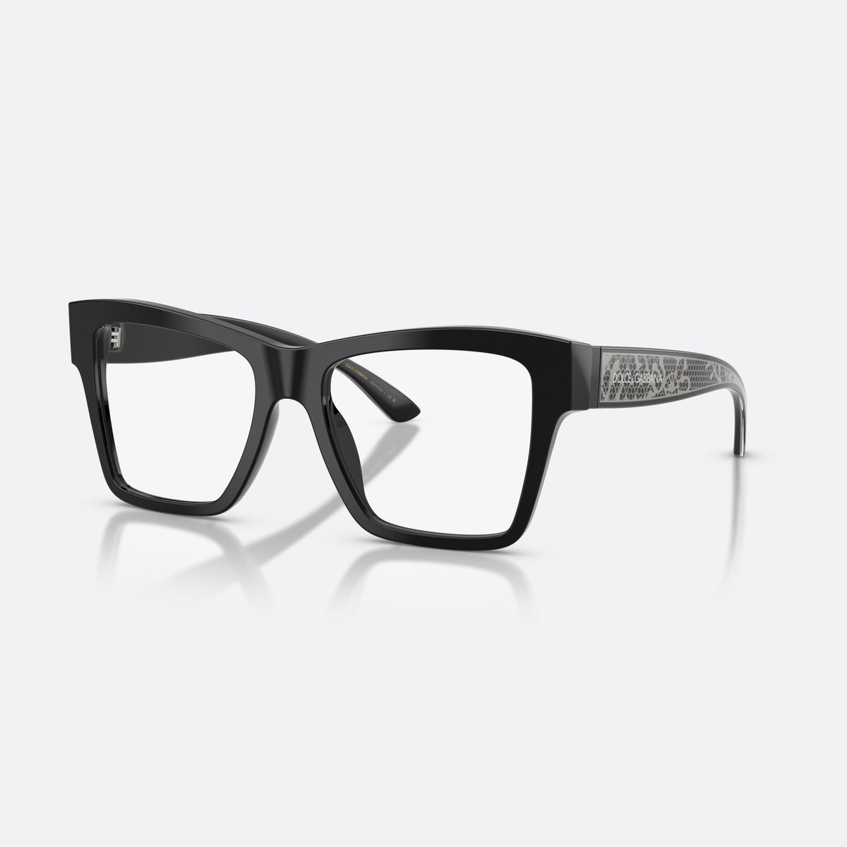 Dolce & Gabbana DG3411 501 eyeglasses, black square frame for women, plain bridge, integrated into front, full-rim frame
