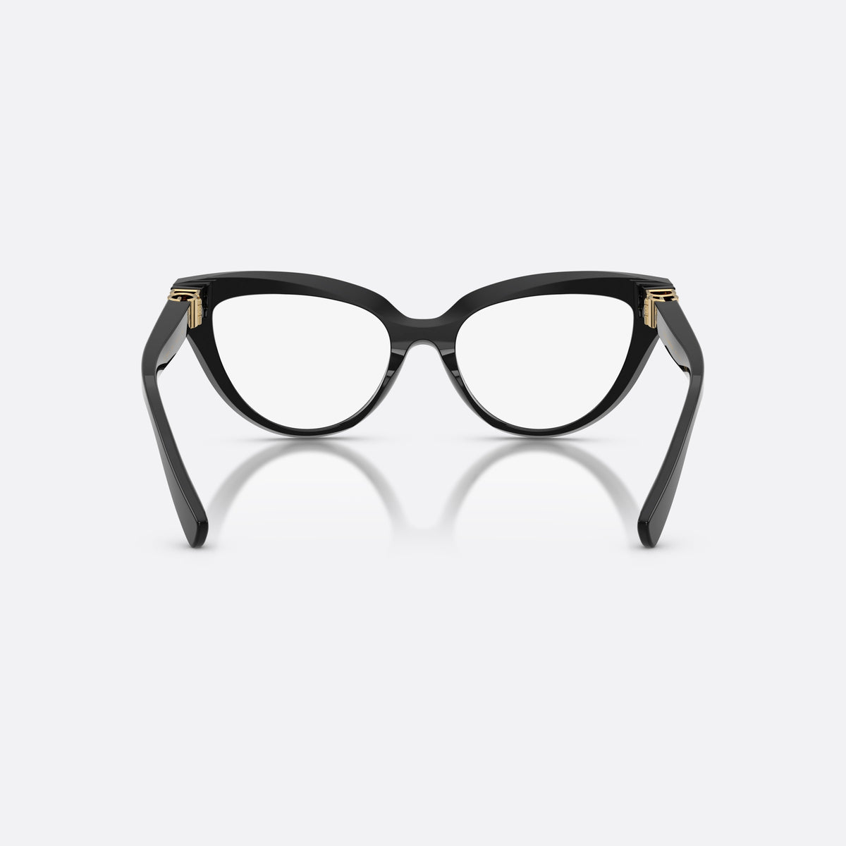 Rame ochelari de vedere Dolce & Gabbana DG3414 501, cat eye negru, pentru femei, punte simplă, litere ale brandului pe brațe, ramă completă, vedere din spate
