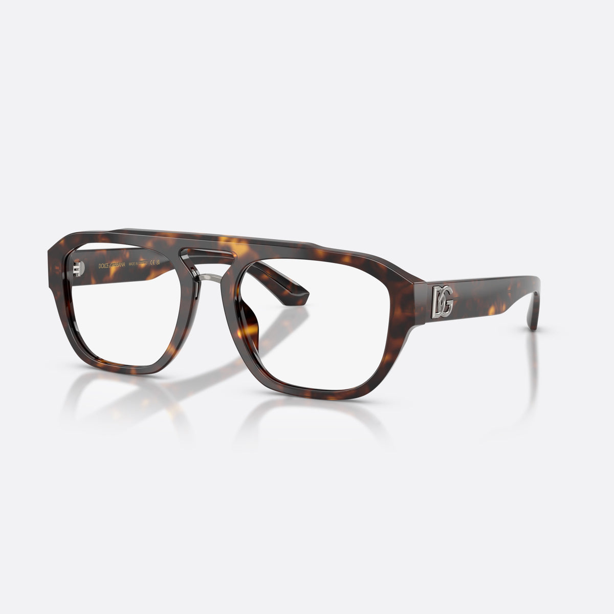 Rame ochelari de vedere Dolce & Gabbana DG3415 502, pilot havana, pentru bărbați, placă cu logo pe braț, brațe late cu capete conice