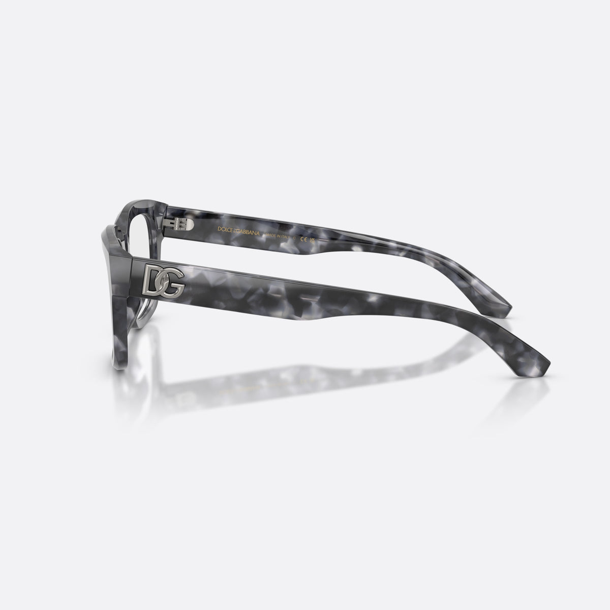 Dolce & Gabbana DG3416 3445 eyeglasses, havana rectangle frame for men, plain bridge, brand logo plaque on temple, full-rim frame, side view