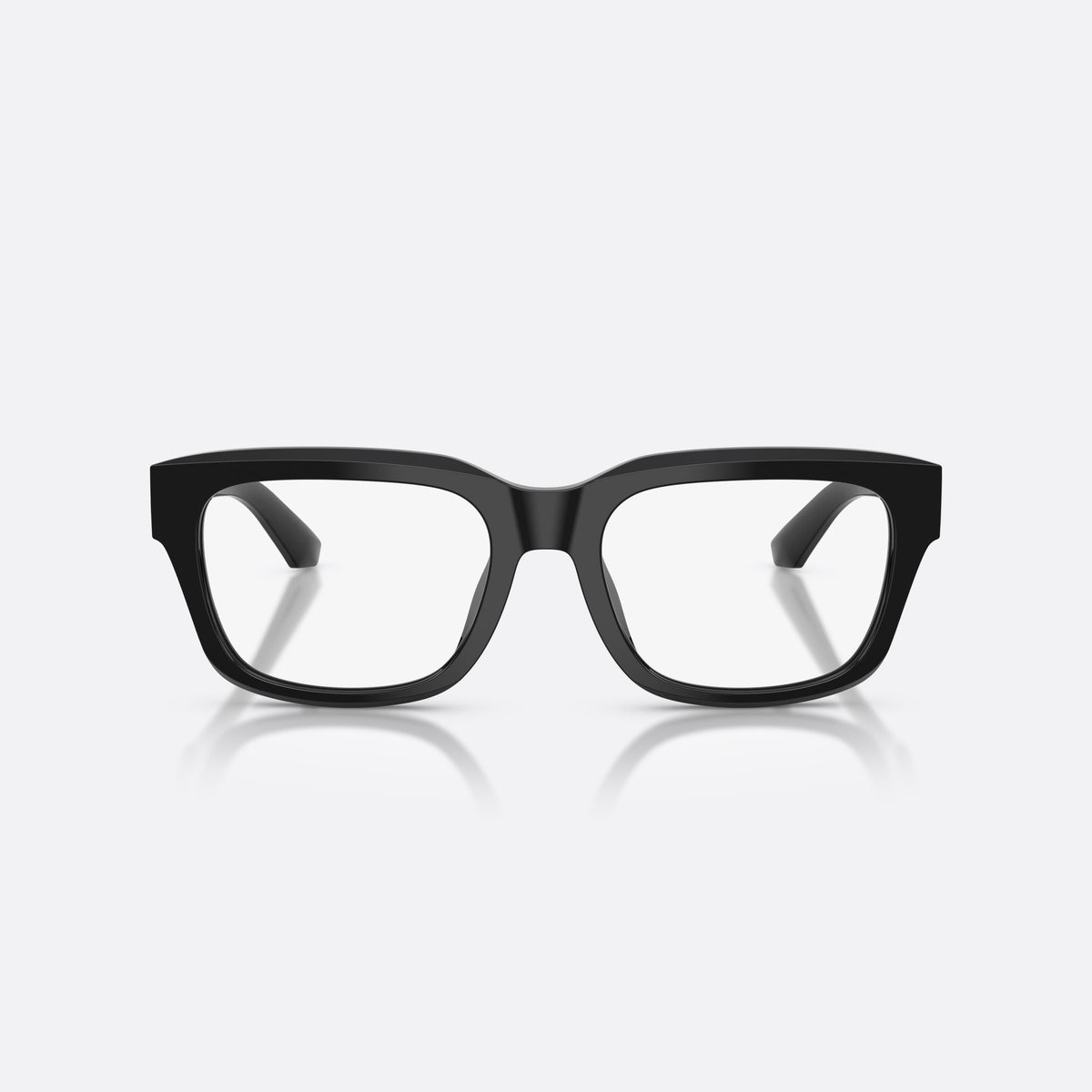 Dolce & Gabbana DG3416 501 eyeglasses, black rectangle frame for men, plain bridge, brand logo plaque on temple, front view