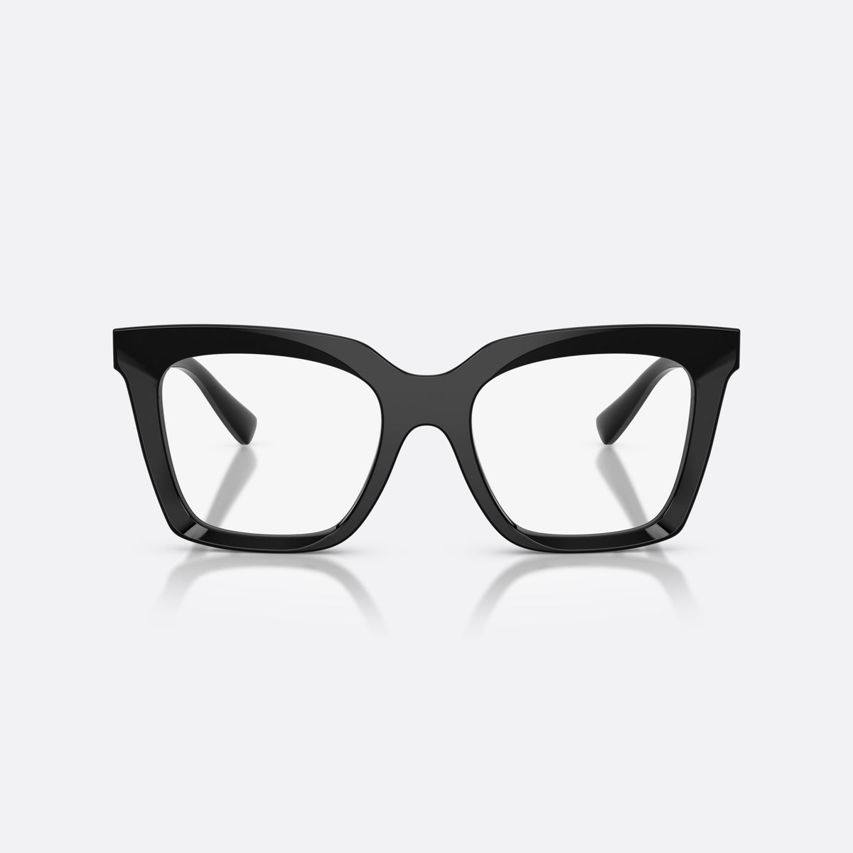Rame ochelari de vedere Dolce & Gabbana DG3417 501, patrati negru, pentru femei, punte simplă de tip șa, literele brandului pe brațe, vedere din față