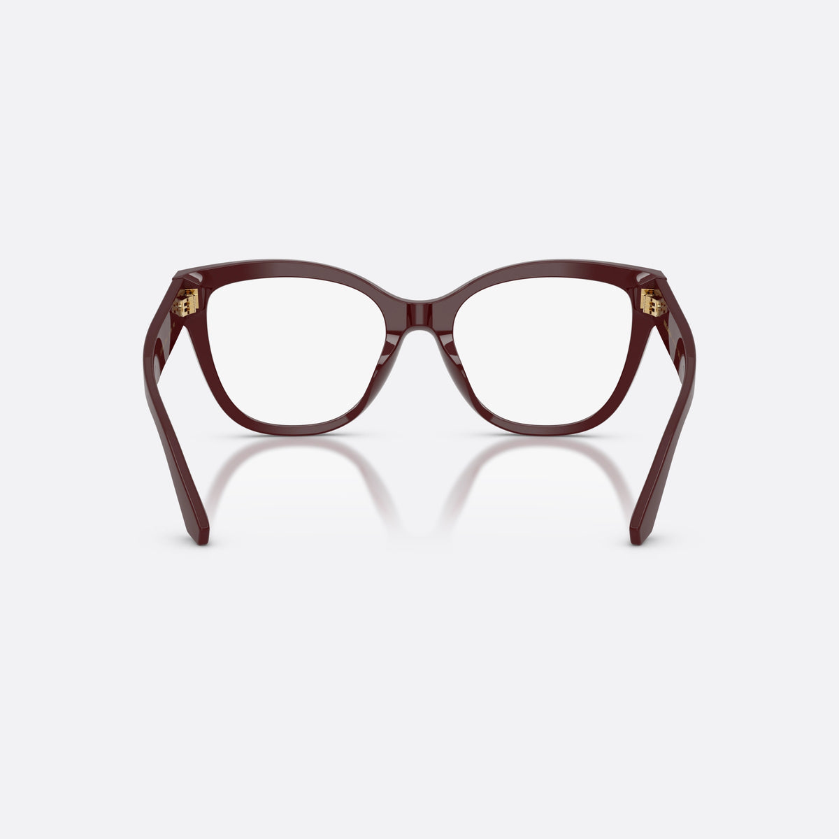 Dolce & Gabbana DG3418 3091 eyeglasses, red butterfly frame for women, plain double bridge, brand logo on temples, back view