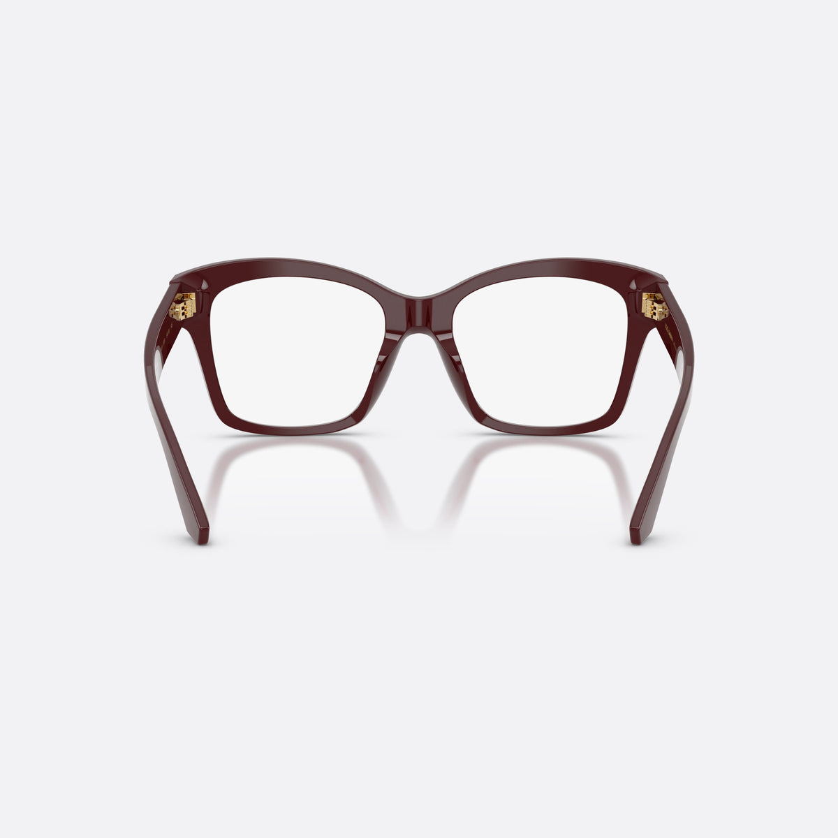 Dolce & Gabbana DG3419 3091 eyeglasses, red square frame for women, keyhole bridge, brand logo on temples, back view