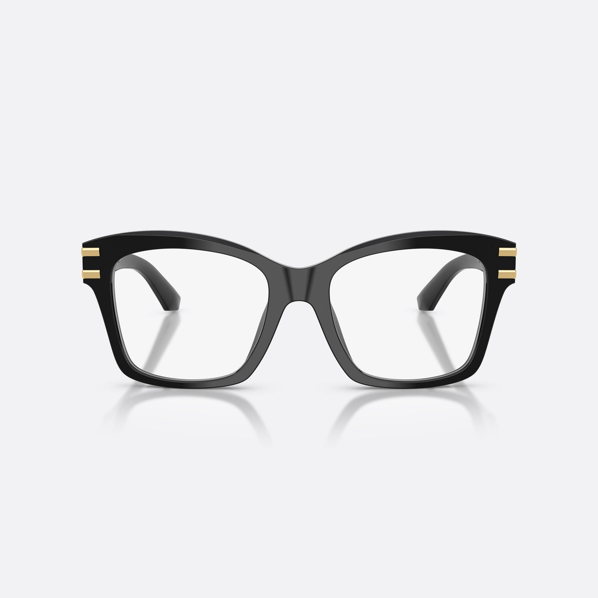 Dolce & Gabbana DG3419 501 eyeglasses, black square frame for women, plain combined bridge, brand logo on temples, front view
