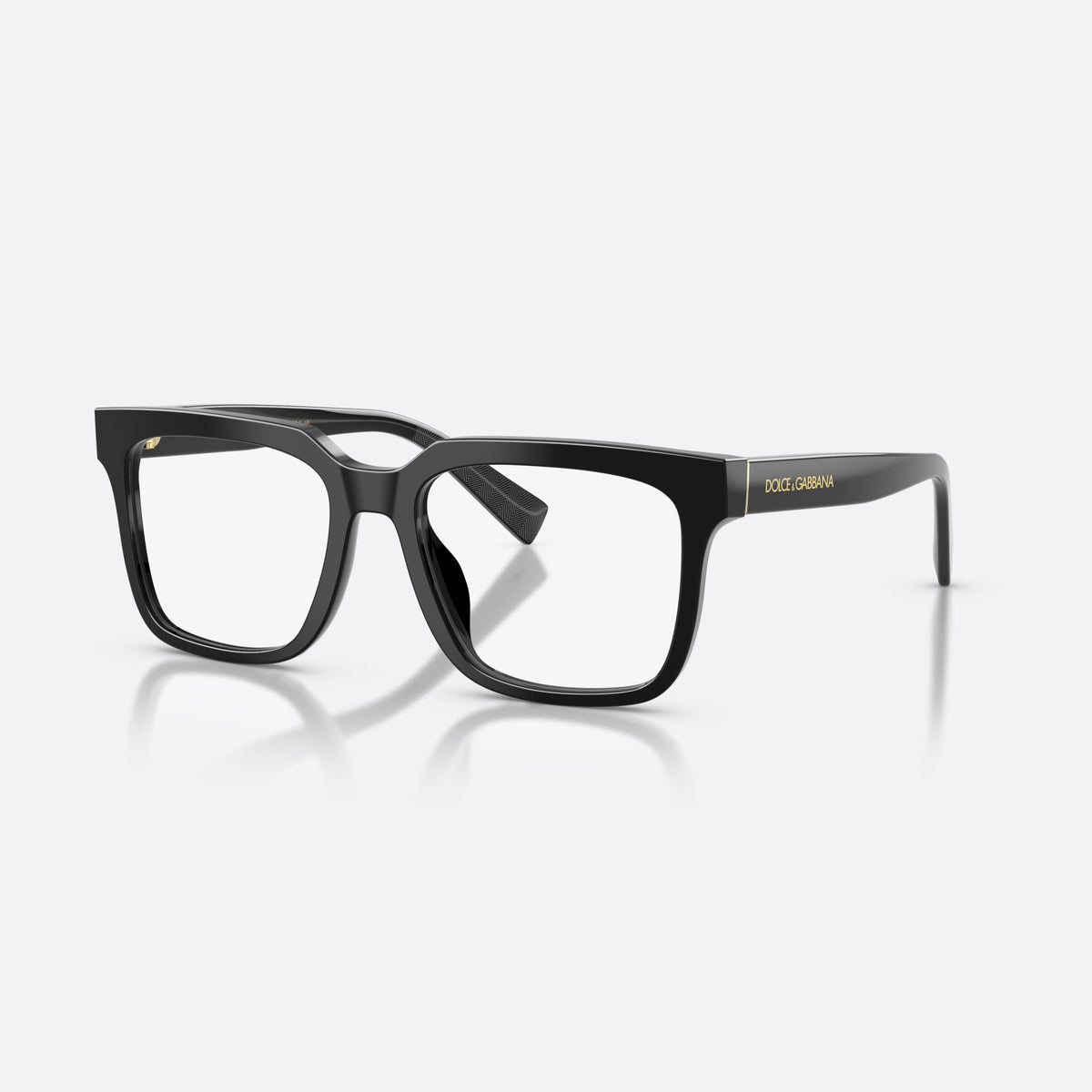 Dolce & Gabbana DG3422 501 eyeglasses, black square frame for men, plain bridge, brand lettering on temples, full rim frame