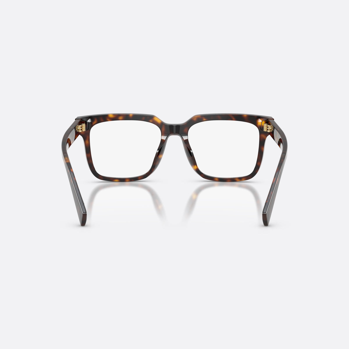 Dolce & Gabbana DG3422 502 eyeglasses, havana square frame for men, plain double bridge, brand lettering on temples, back view
