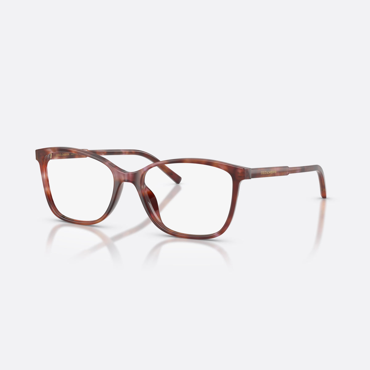 Dolce & Gabbana DG3424 3444 eyeglasses, havana rectangle frame for women, plain saddle bridge, brand lettering on temples