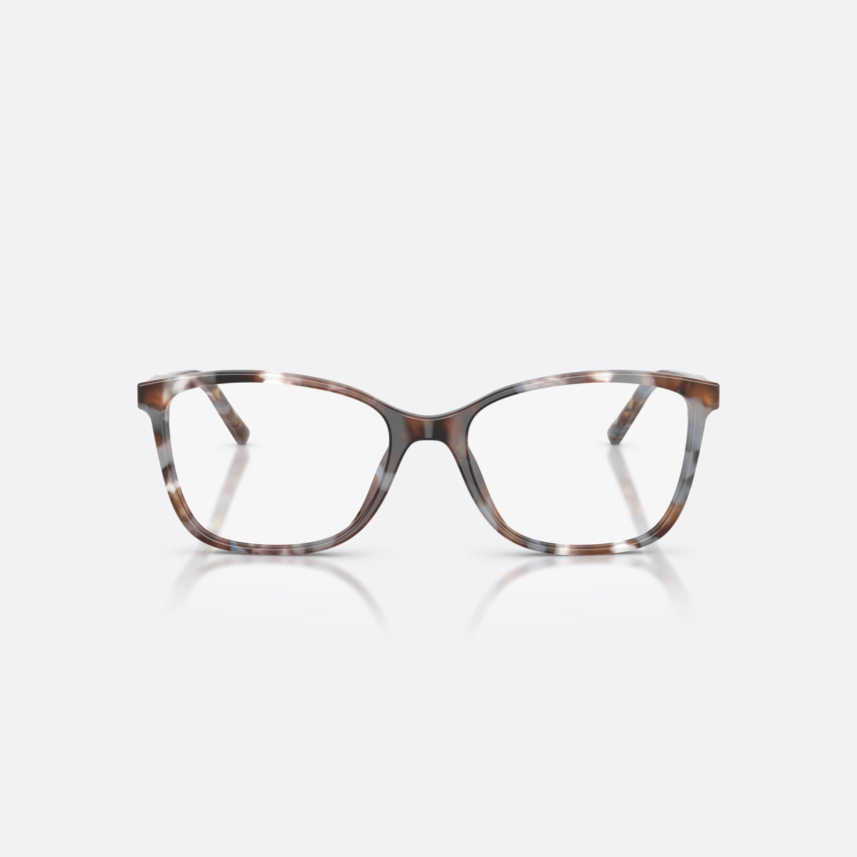 Dolce & Gabbana DG3424 3445 eyeglasses, havana rectangle frame for women, plain bridge, brand lettering on temples, gold-tone hinges, front view